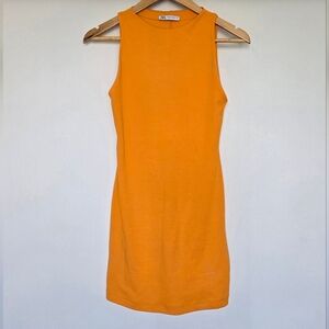 Zara Sleeveless Tailored Mini Dress Women's Size Medium In Orange
